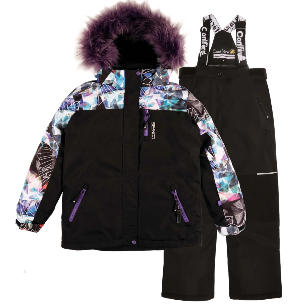 Girls Black Kaleidoscope Snowsuit Set